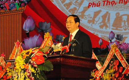 Chủ tịch nước Trần Đại Quang phát biểu tại lễ kỷ niệm.